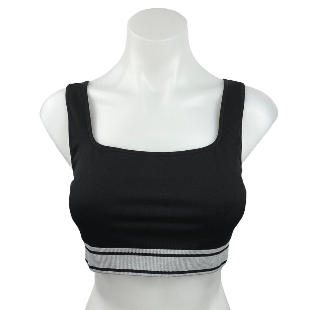 Victoria's Secret PINK Black Square Neck Activewear Yoga Sports Bra Tank Top L